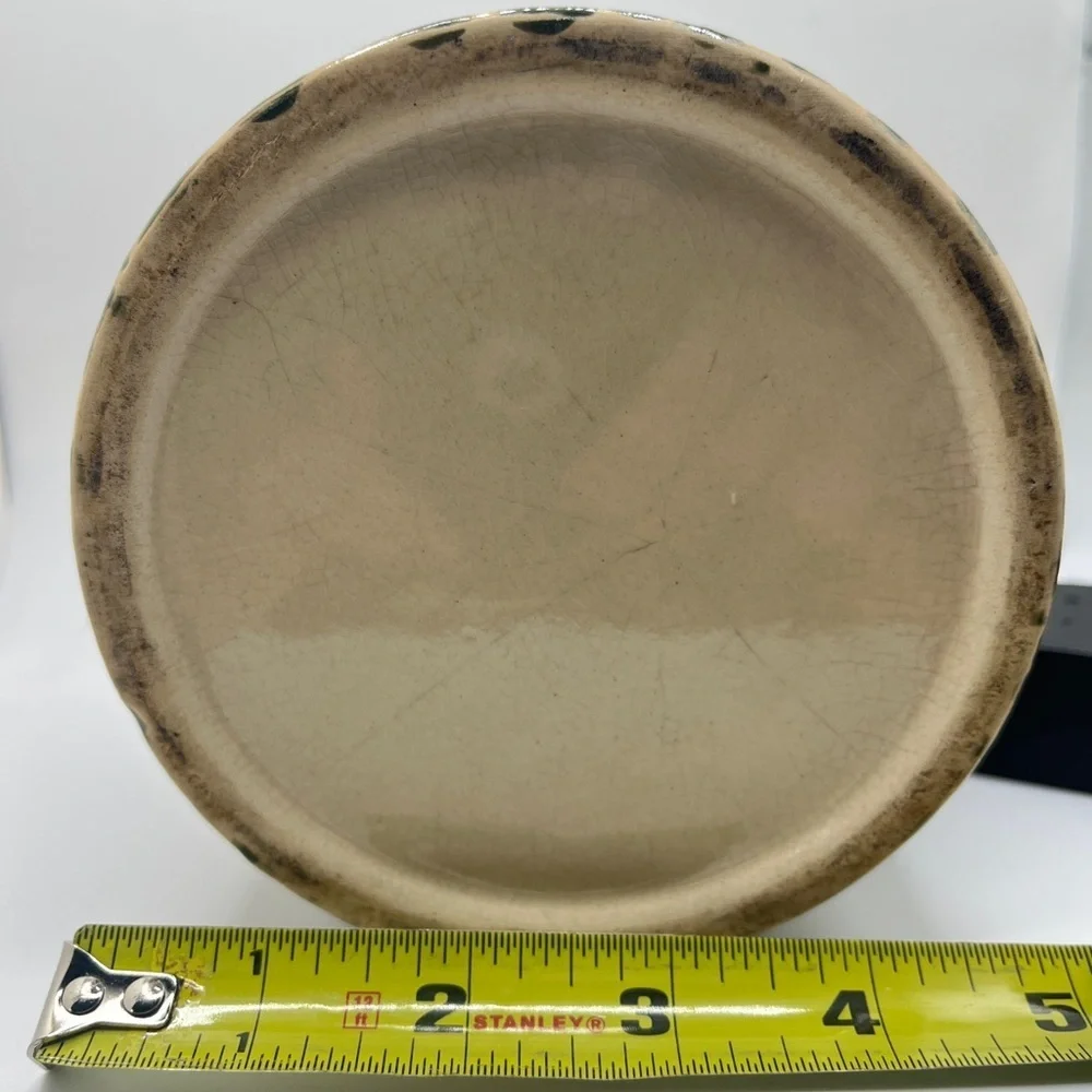 Vintage 90’s Country Apple Green Spongeware Stoneware Crocks/Canisters-set of 2